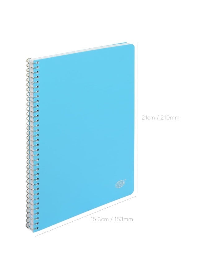 FIS® Notebook Spiral Binding, PP Materials, Size A5(148x210mm), 4 Single Line Ruling, 80 Sheets, 160 Pages, 2 Round Edges, Packet of 10 Pieces, Neon Blue Color-FSNBA5PP4LBL - Image 3